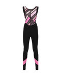SANTINI Kolesarske dolge hlače z naramnicami - CORAL RAGGIO LADY - črna/rožnata