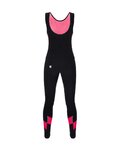 SANTINI Kolesarske dolge hlače z naramnicami - CORAL BENGAL LADY - rožnata/črna