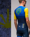 SANTINI Kolesarski dres s kratkimi rokavi - LA VUELTA 2021 - rumena/modra