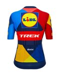 SANTINI Kolesarski dres s kratkimi rokavi - LIDL TREK 2024 LADY - rumena/rdeča/modra