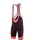 SANTINI Kolesarske kratke hlače z naramnicami - KARMA MILLE - bordo/rožnata