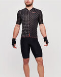 SANTINI Kolesarski dres s kratkimi rokavi - SLEEK DINAMO - črna/rdeča
