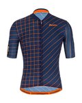 SANTINI Kolesarski dres s kratkimi rokavi - SLEEK DINAMO - oranžna/modra
