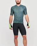 SANTINI Kolesarski dres kratek rokav in kratke hlače - SLEEK DINAMO - zelena/črna