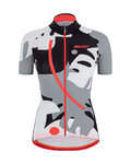 SANTINI Kolesarski dres kratek rokav in kratke hlače - GIADA MAUI LADY - črna/bela/siva