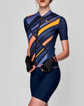 SANTINI Kolesarski dres s kratkimi rokavi - SLEEK RAGGIO LADY - modra/oranžna