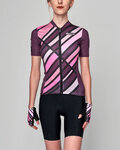 SANTINI Kolesarski dres kratek rokav in kratke hlače - SLEEK RAGGIO LADY - rožnata/črna/vijolična