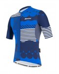 SANTINI Kolesarski dres s kratkimi rokavi - DELTA OPTIC - bela/modra