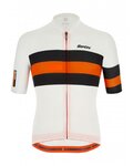 SANTINI Kolesarski dres s kratkimi rokavi - SLEEK BENGAL - oranžna/črna/bela