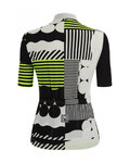 SANTINI Kolesarski dres kratek rokav in kratke hlače - GIADA OPTIC LADY - črna/bela/rumena