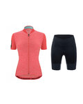 SANTINI Kolesarski dres kratek rokav in kratke hlače - COLORE PURO LADY - rožnata/črna