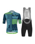SANTINI Kolesarski dres kratek rokav in kratke hlače - DELTA OPTIC - zelena/črna/modra