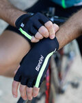 SANTINI Kolesarske rokavice s kratkimi prsti - X IRONMAN VIS - črna/zelena