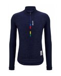 SANTINI Kolesarski dres z dolgimi rokavi zimski - UCI RAINBOW PURE WNT - modra