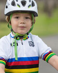 SANTINI Kolesarski dres s kratkimi rokavi - UCI KIDS - večbarvno/bela