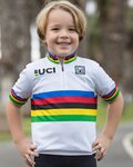SANTINI Kolesarski dres s kratkimi rokavi - UCI KIDS - večbarvno/bela