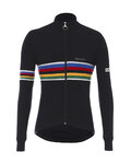 SANTINI Kolesarski dres z dolgimi rokavi zimski - UCI RAINBOW WOOL - črna