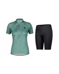 SCOTT Kolesarski dres kratek rokav in kratke hlače - ENDURANCE 30 SS LADY - modra/zelena/črna