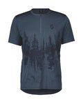 SCOTT Kolesarski dres s kratkimi rokavi - TRAIL FLOW ZIP SS - modra