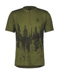 SCOTT Kolesarski dres s kratkimi rokavi - TRAIL FLOW ZIP SS - zelena