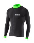SIX2 Kolesarski dres z dolgimi rokavi poletni - BIKE4 STRIPES - zelena/črna