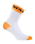 SIX2 Kolesarske klasične nogavice - WHITE SHORT - bela/oranžna