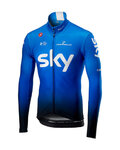 CASTELLI Kolesarski dres z dolgimi rokavi zimski - TEAM SKY 2019 WINTER - bela/svetlo modra/črna