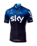 CASTELLI Kolesarski dres s kratkimi rokavi - TEAM SKY FAN 2019  - črna/modra/bela