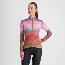 SPORTFUL Kolesarski dres z dolgimi rokavi zimski - FLOW SUPERGIARA THERMAL - rožnata/rjava