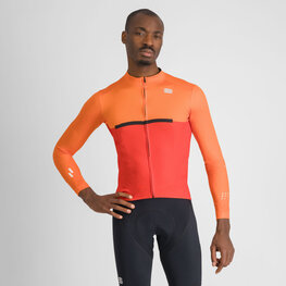 SPORTFUL Kolesarski dres z dolgimi rokavi zimski - PISTA THERMAL - rdeča/oranžna