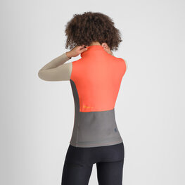 SPORTFUL Kolesarski dres z dolgimi rokavi zimski - SUPERGIARA LOGO THERMAL W - oranžna/siva