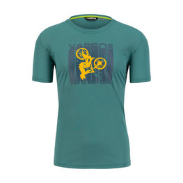 KARPOS Kolesarska  majica s kratkimi rokavi - VAL FEDERIA - zelena/rumena