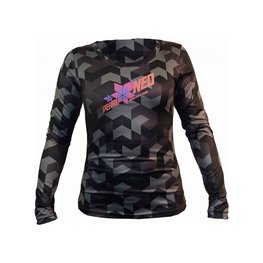 HAVEN Kolesarski dres z dolgimi rokavi poletni - PEARL NEO LONG - črna/rožnata