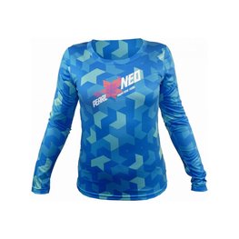 HAVEN Kolesarski dres z dolgimi rokavi poletni - PEARL NEO LONG - modra/rožnata