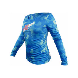 HAVEN Kolesarski dres z dolgimi rokavi poletni - PEARL NEO LONG - modra/rožnata