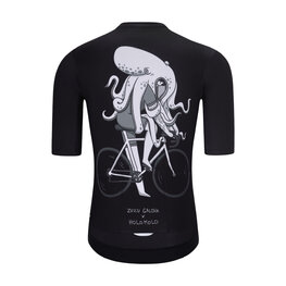 HOLOKOLO Kolesarski dres s kratkimi rokavi - OCTOPUS - črna/bela