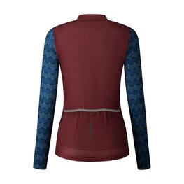 SHIMANO Kolesarski dres z dolgimi rokavi zimski - KAEDE PRINTED LONG - bordo/modra