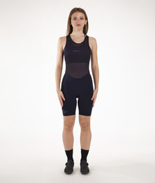 SANTINI Kolesarske kratke hlače z naramnicami - UNICO LADY - črna