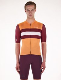 SANTINI Kolesarski dres s kratkimi rokavi - ECO SLEEK NEW BENGAL  - oranžna/bordo