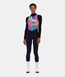 SANTINI Kolesarske dolge hlače z naramnicami - UNICO - črna