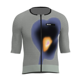 SANTINI Kolesarski dres s kratkimi rokavi - AERO RACE - siva/modra