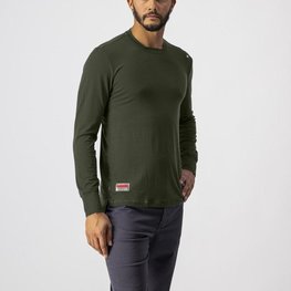 CASTELLI Kolesarska  majica z dolgimi rokavi - MERINO LS TEE - zelena