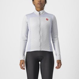 CASTELLI Kolesarski dres z dolgimi rokavi zimski - SFIDA 2 W - siva/bela