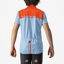 CASTELLI Kolesarski dres s kratkimi rokavi - NEO PROLOGO - svetlo modra/oranžna
