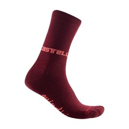 CASTELLI Kolesarske klasične nogavice - QUINDICI SOFT MERINO W - bordo