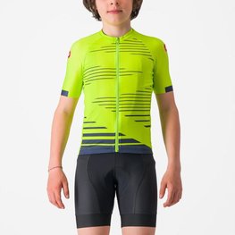CASTELLI Kolesarski dres s kratkimi rokavi - AERO KID - rumena