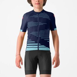 CASTELLI Kolesarski dres s kratkimi rokavi - AERO KID - modra