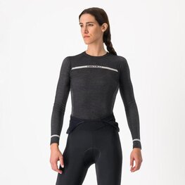 CASTELLI Kolesarska  majica z dolgimi rokavi - MERINO SEAMLESS W - črna