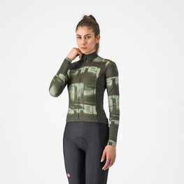 CASTELLI Kolesarski dres z dolgimi rokavi zimski - BLUR THERMAL - zelena