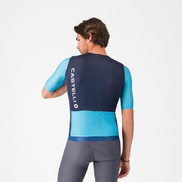 CASTELLI Kolesarski dres s kratkimi rokavi - CORRETTO - modra/turkizna